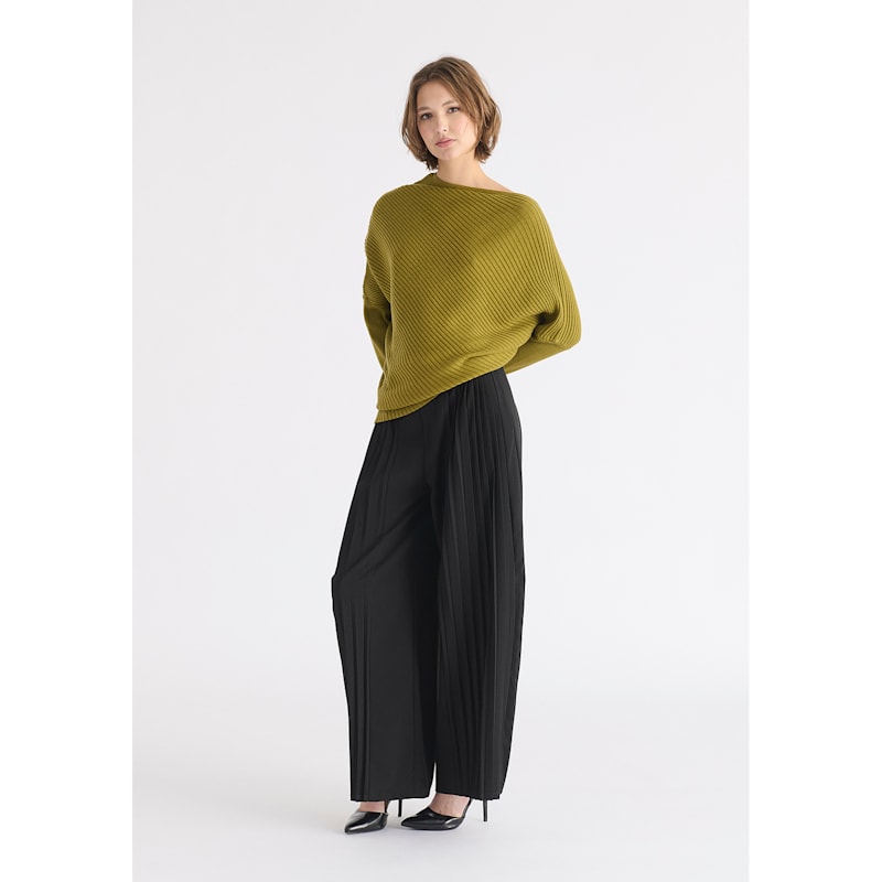 Thumbnail of Draped Knitted Jumper In Olive image