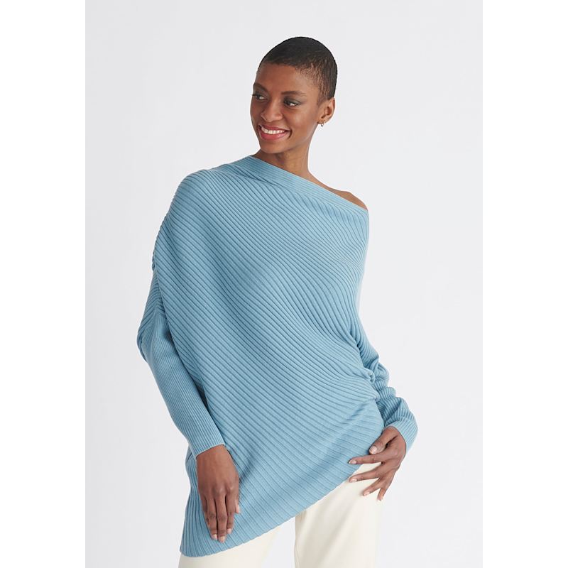 Thumbnail of Draped Knitted Jumper In Blue image