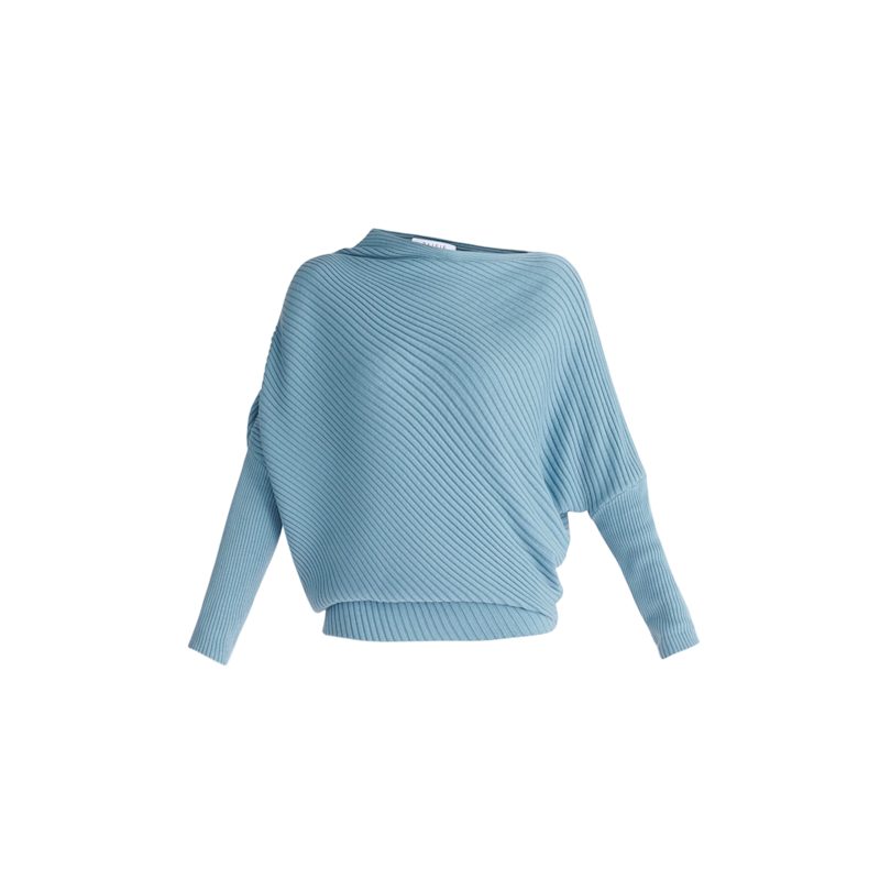 Thumbnail of Draped Knitted Jumper In Blue image