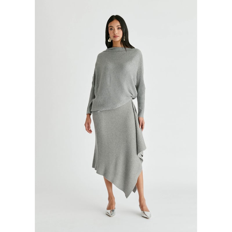 Thumbnail of Draped Knitted Skirt In Grey image