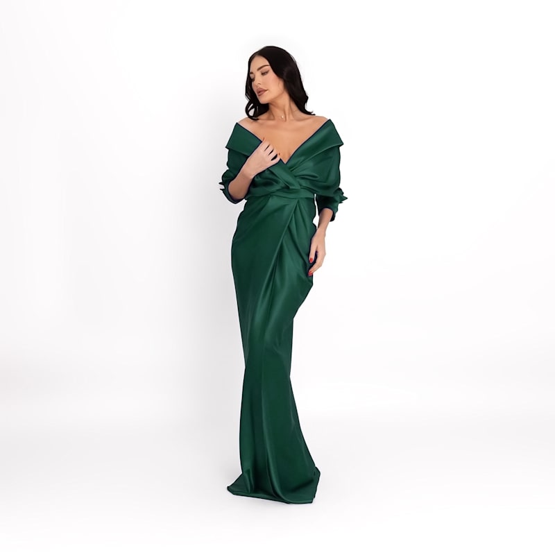 Thumbnail of Draped Long Dress Green image