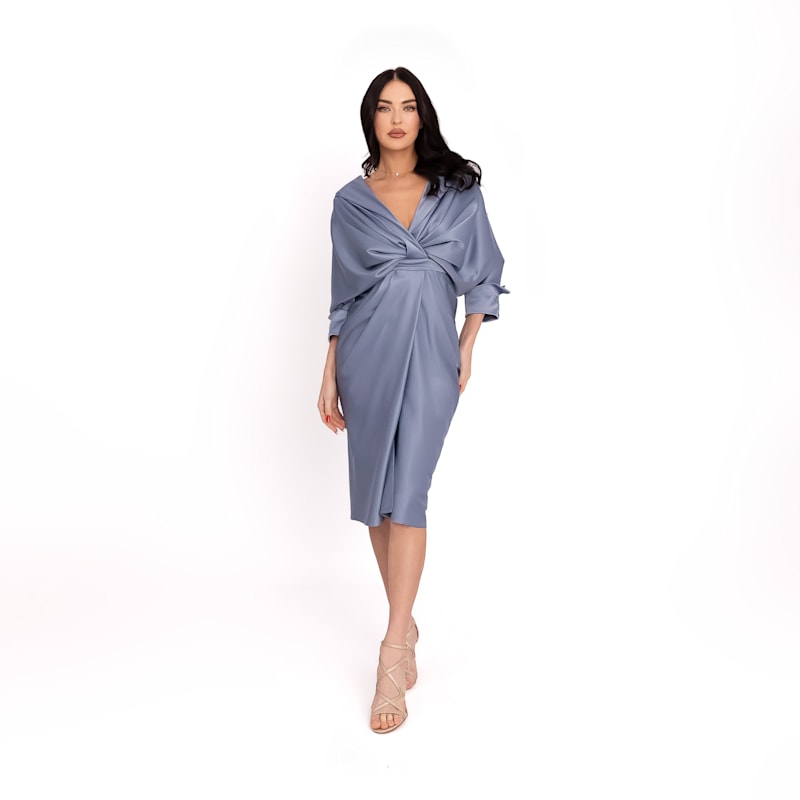 Thumbnail of Draped Midi Dress Grey image