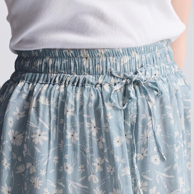 Thumbnail of Drawstring Short Skirt In Light Blue Florals image