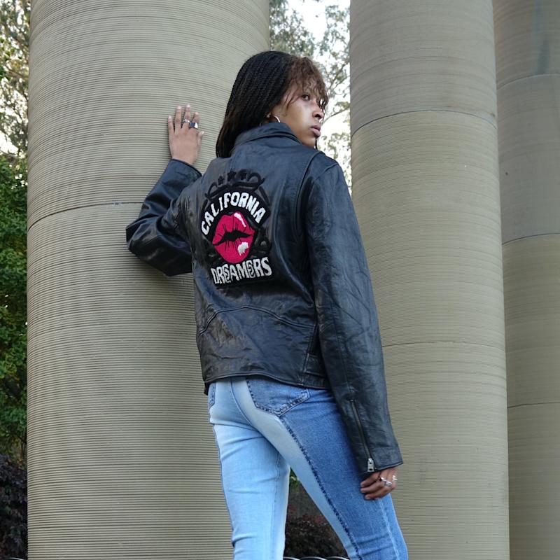 Thumbnail of Dreamers Women  Zipper Biker Leather Jacket With Chains image
