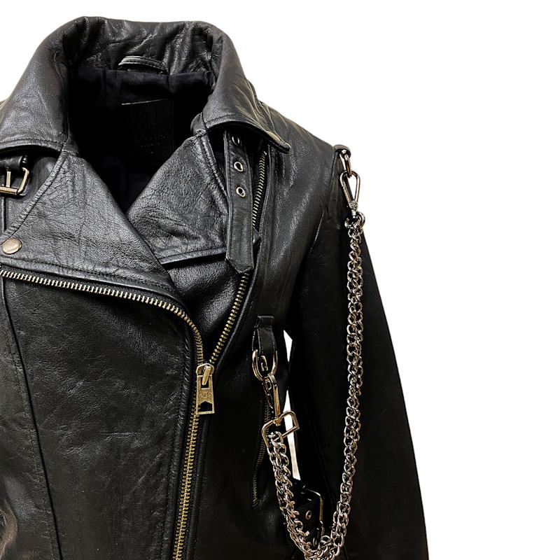 Thumbnail of Dreamers Women  Zipper Biker Leather Jacket With Chains image