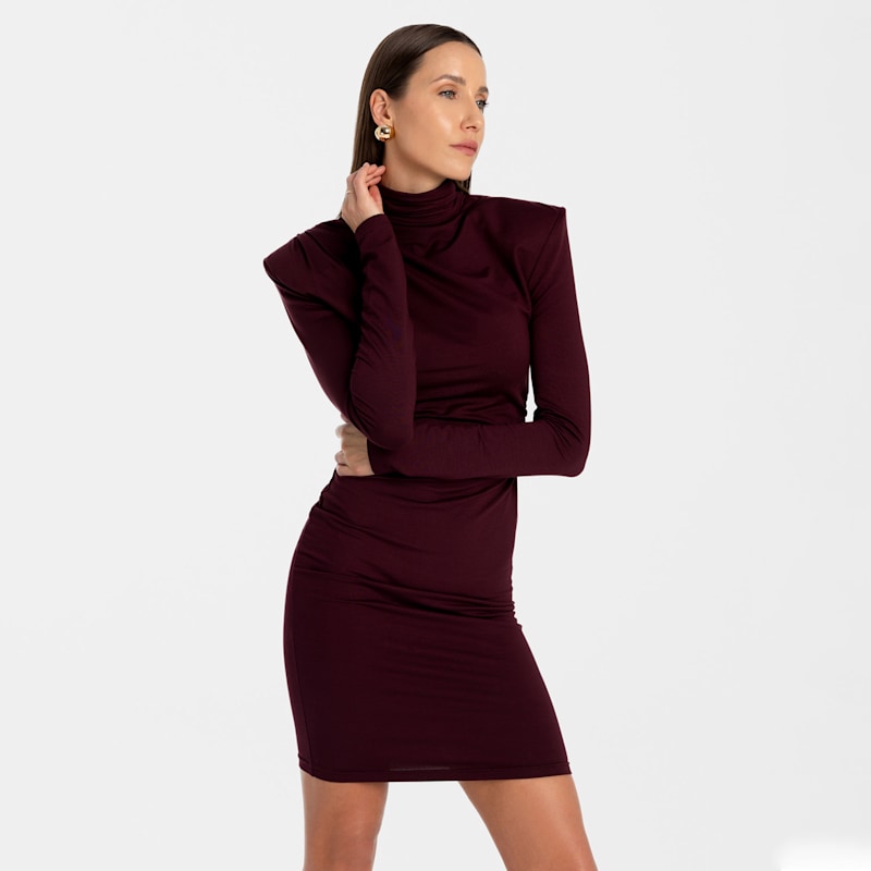 Thumbnail of Dress With A Fitted Cut And A Subtle Turtleneck Soreen Maroon image