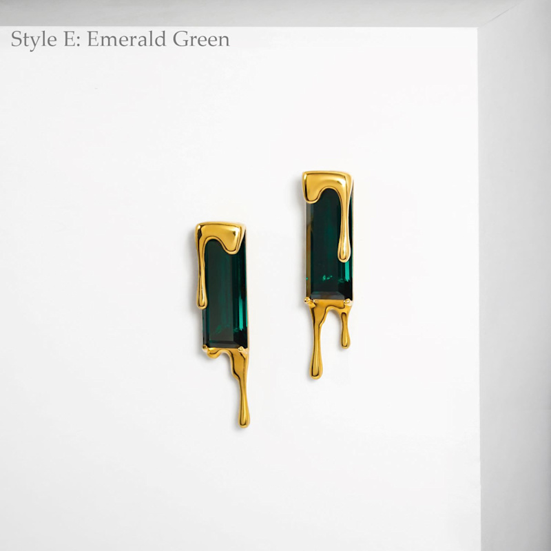 Thumbnail of Dripping Gemstone Vermeil Gold Earrings image
