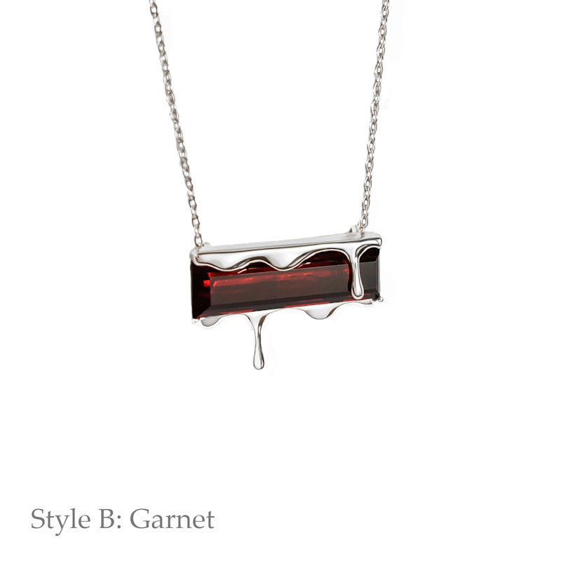 Thumbnail of Dripping Gemstone Sterling Silver Pendant Necklace image