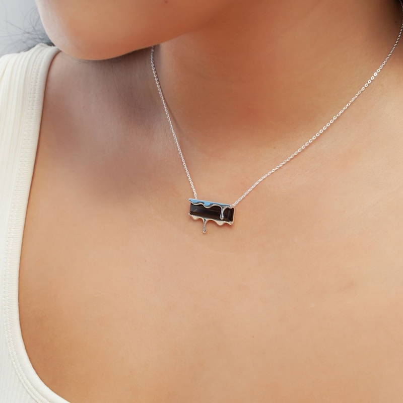 Thumbnail of Dripping Gemstone Sterling Silver Pendant Necklace image
