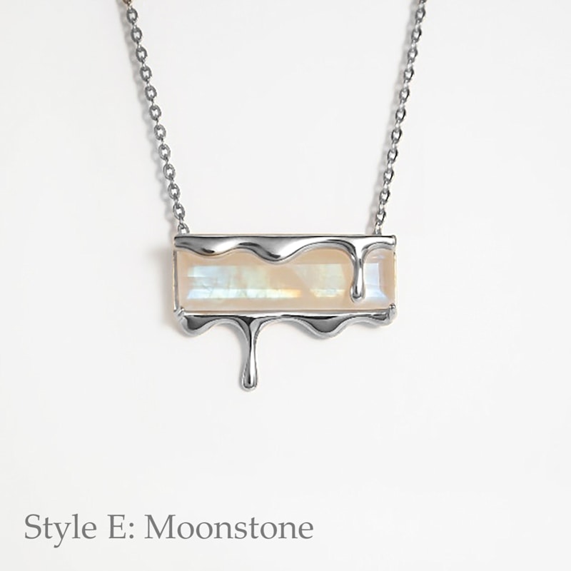 Thumbnail of Dripping Gemstone Sterling Silver Pendant Necklace image