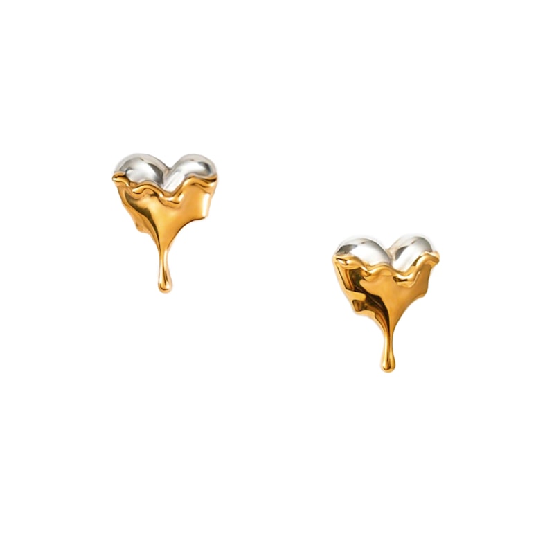 Thumbnail of Dripping Heart Gold Vermeil Stud Earrings image