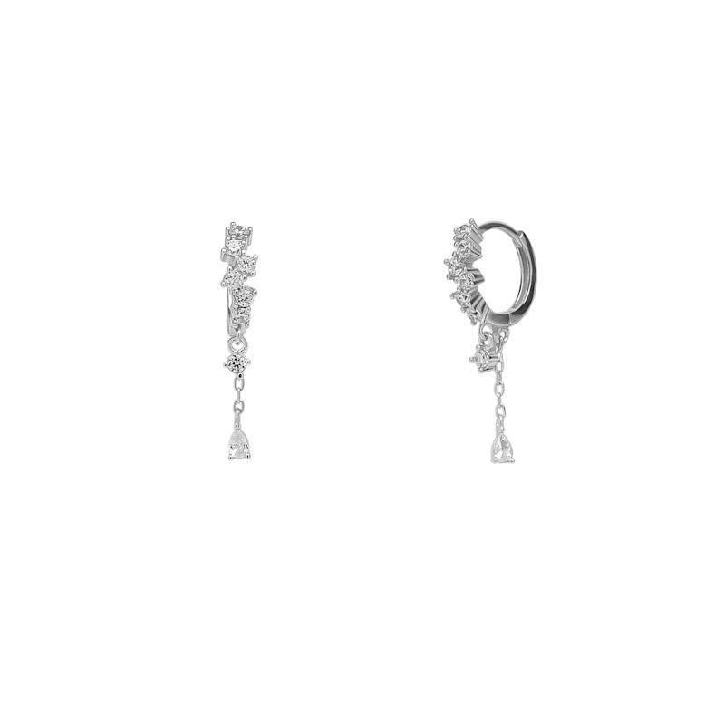 Thumbnail of Dripping Sterling Silver Huggie Drop Earring - Silver image