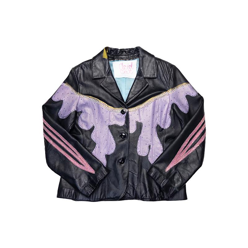Thumbnail of Drips And Heart And Swords Sparkle Leather Jacket image