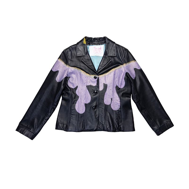 Thumbnail of Drips And Heart And Swords Sparkle Leather Jacket image