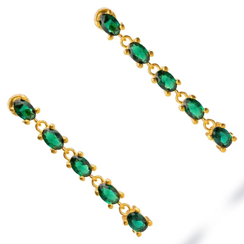Thumbnail of Drop Down Green Emerald Earrings - Green image