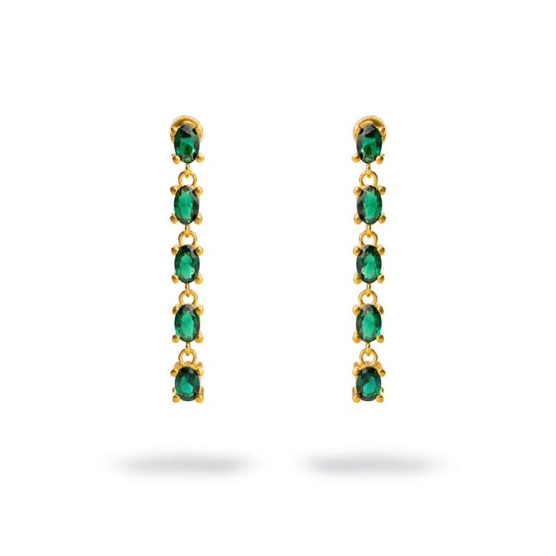 Thumbnail of Drop Down Green Emerald Earrings - Green image