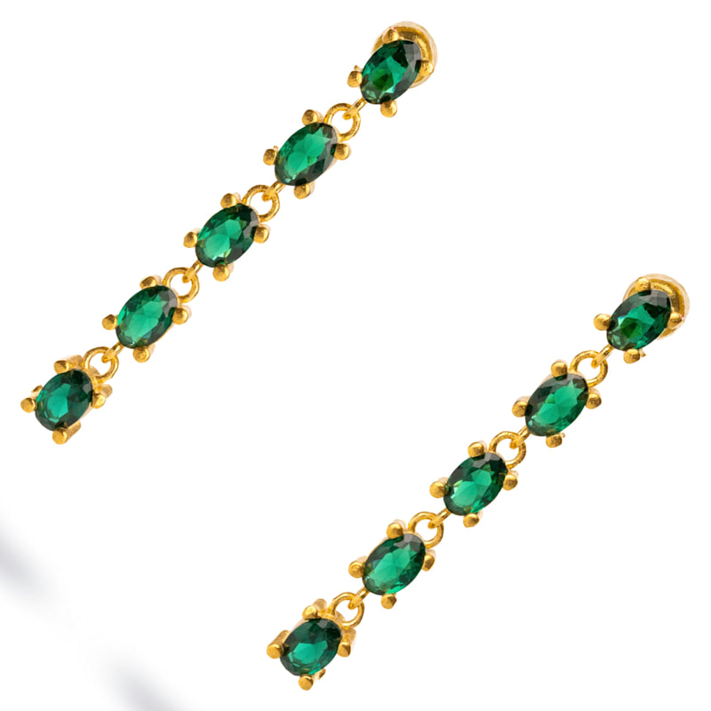 Thumbnail of Drop Down Green Emerald Earrings - Green image