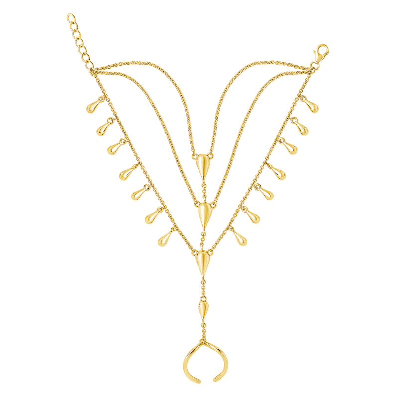 Drop Hand Chain In Gold Vermeil | Lucy Quartermaine | Wolf & Badger
