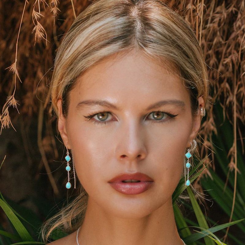Thumbnail of Drop In The Ocean Silver Threader Earrings - Turquoise image