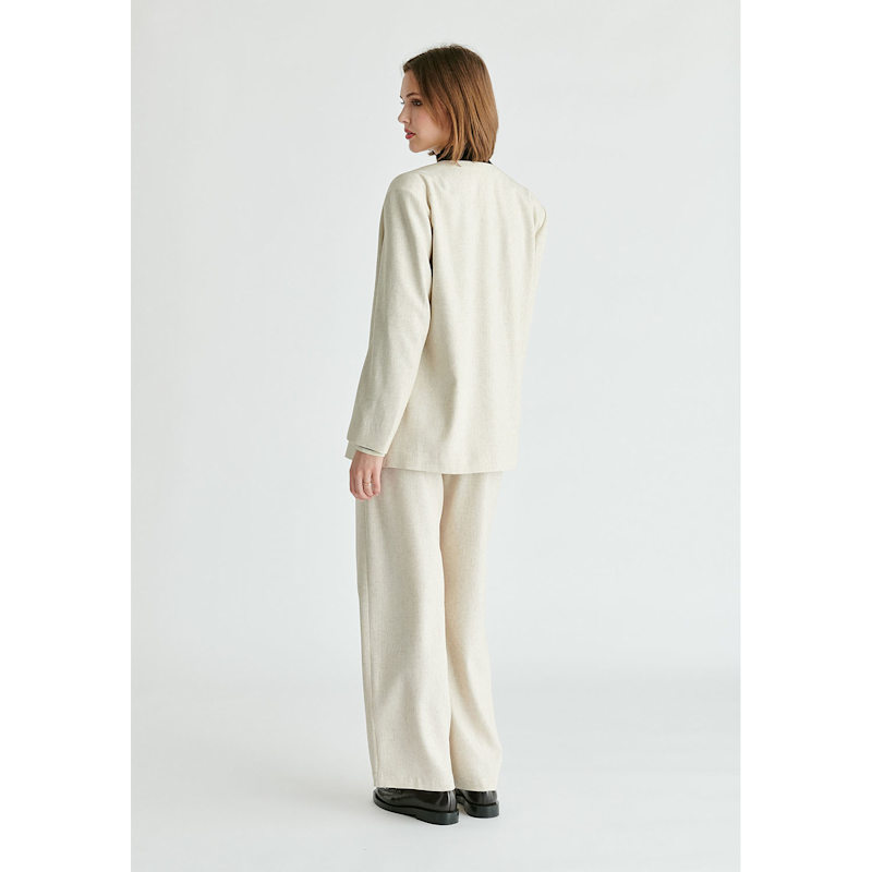 Thumbnail of Drop Shoulder Double Breasted Blazer In Oatmeal image