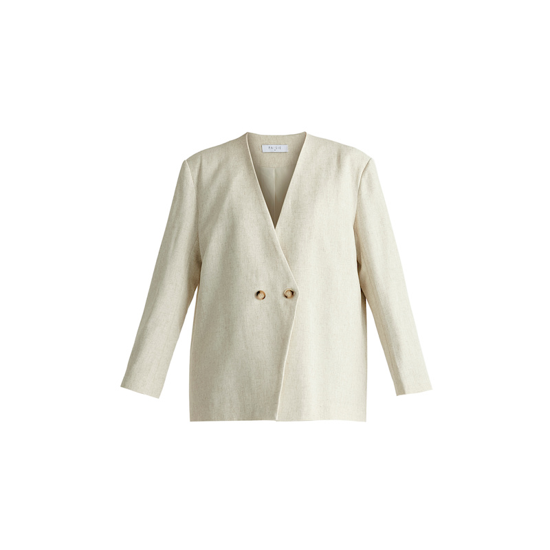 Thumbnail of Drop Shoulder Double Breasted Blazer In Oatmeal image
