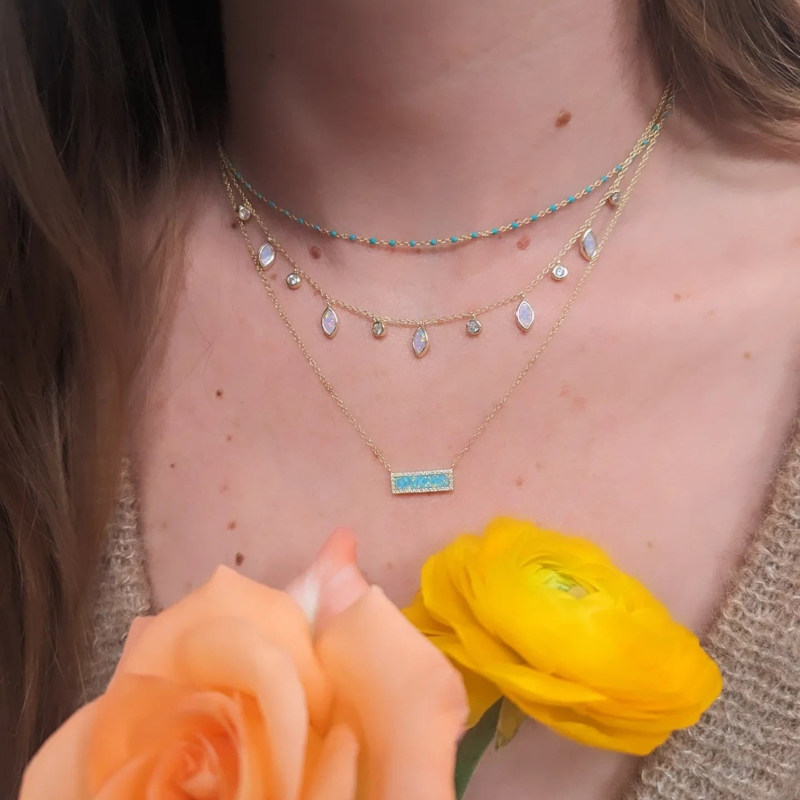 Thumbnail of Drops Of Spring Opal Necklace - White image