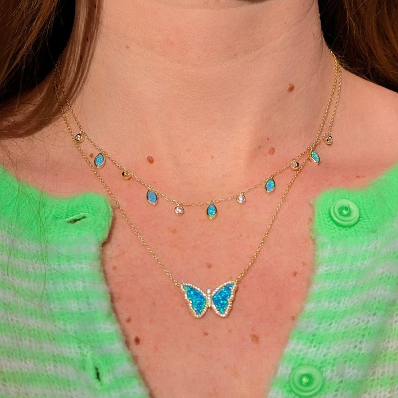 Thumbnail of Drops Of Spring Opal Necklace - White image