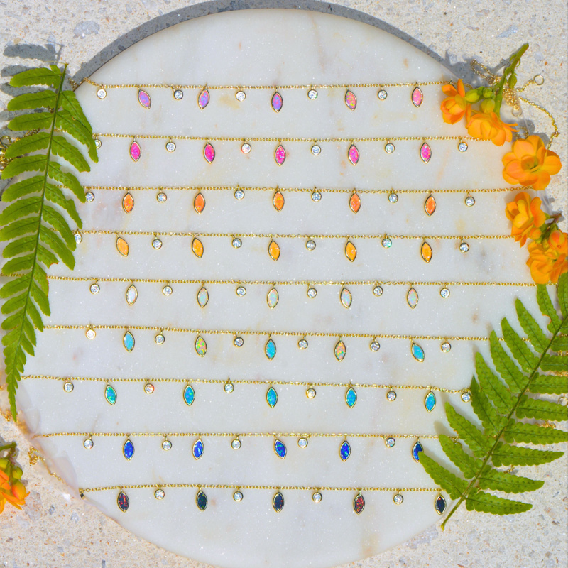 Thumbnail of Drops Of Spring Opal Necklace - White image