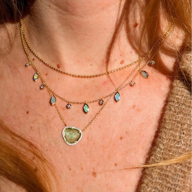 Thumbnail of Drops Of Spring Opal Necklace - White image