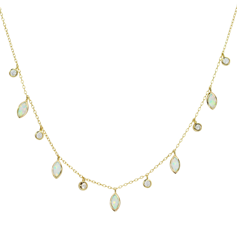 Thumbnail of Drops Of Spring Opal Necklace - White image