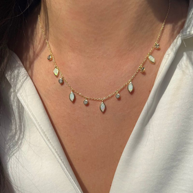 Thumbnail of Drops Of Spring Opal Necklace - White image