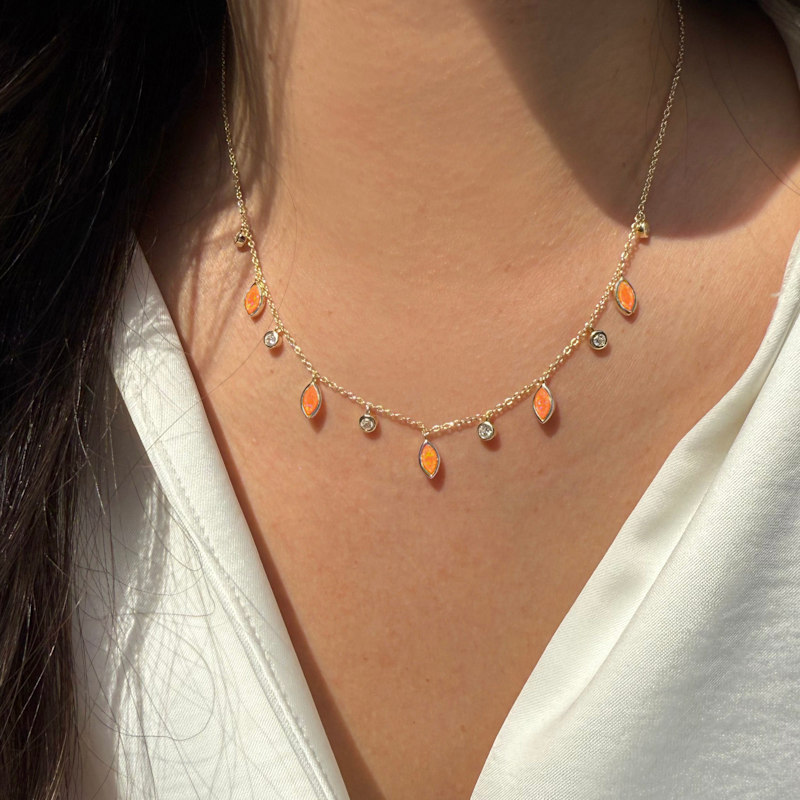 Thumbnail of Drops Of Spring Opal Necklace - White image
