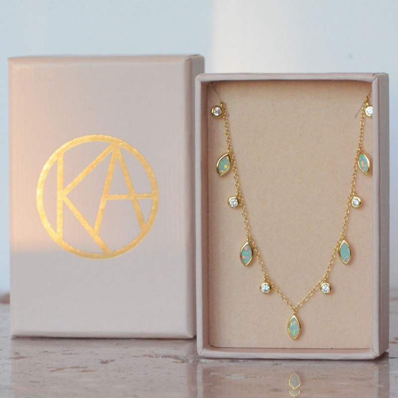 Thumbnail of Drops Of Spring Opal Necklace - White image