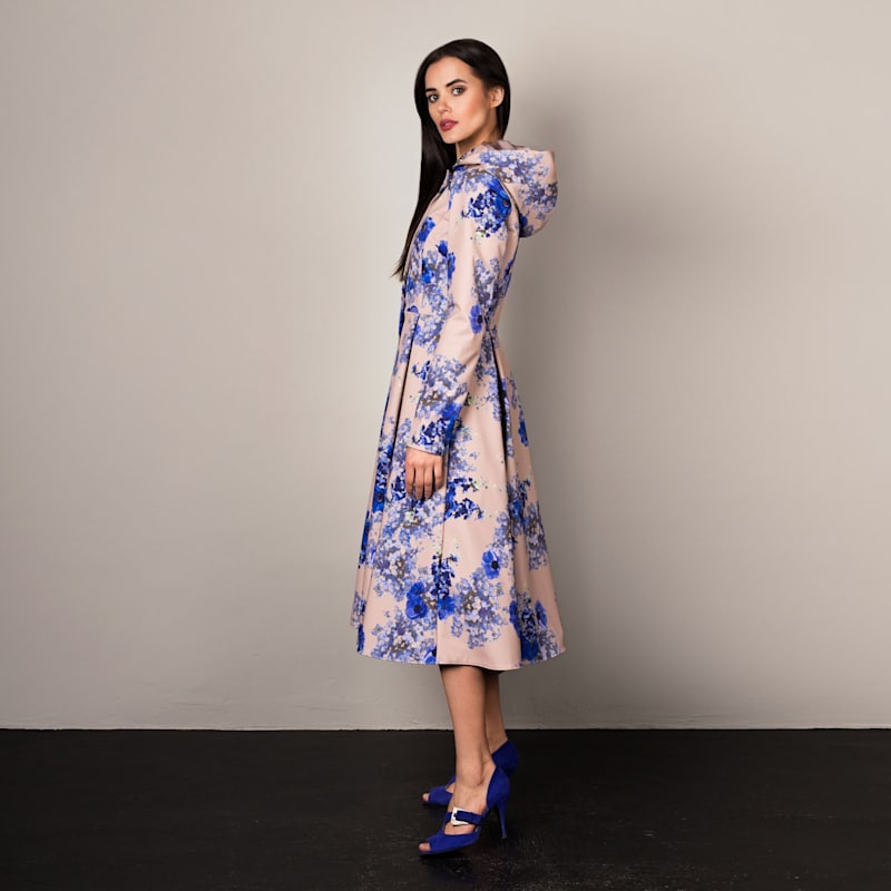 Thumbnail of Waterproof Long Hooded Trench Coat: Cornflower Blue image