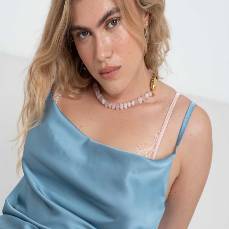 Thumbnail of Duck Egg Lace Trimmed Cowl Neck Camisole image