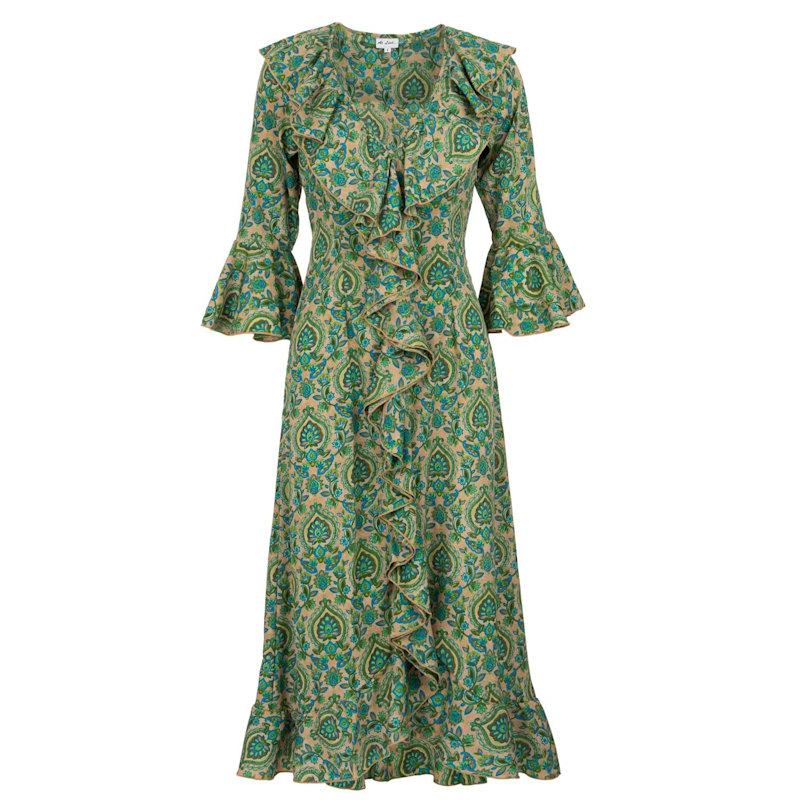 Felicity Midi Dress In Green Paisley | At Last... | Wolf & Badger