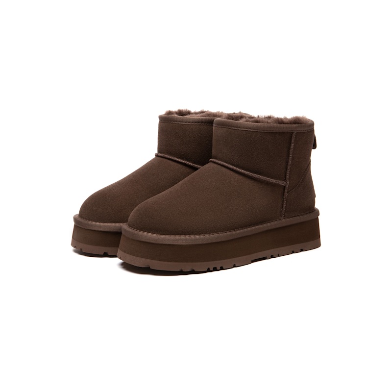 Thumbnail of Dusky Leather Platform Short Boots In Chocolate image