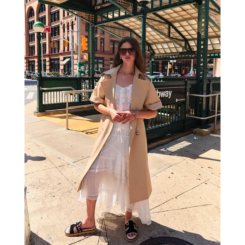 Thumbnail of Dust & Daring Short Sleeve Trench Style Dress - Camel image