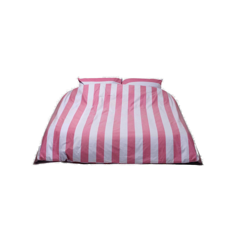 Thumbnail of Duvet Cover Set- 200 Threads Percale- Light Blue & Bordeaux Stripes image