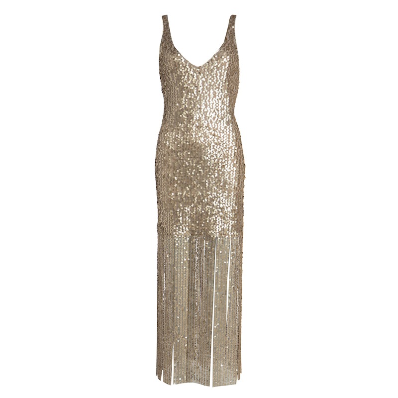 Poppy Sequin Dress In Gold | Roses Are Red | Wolf & Badger