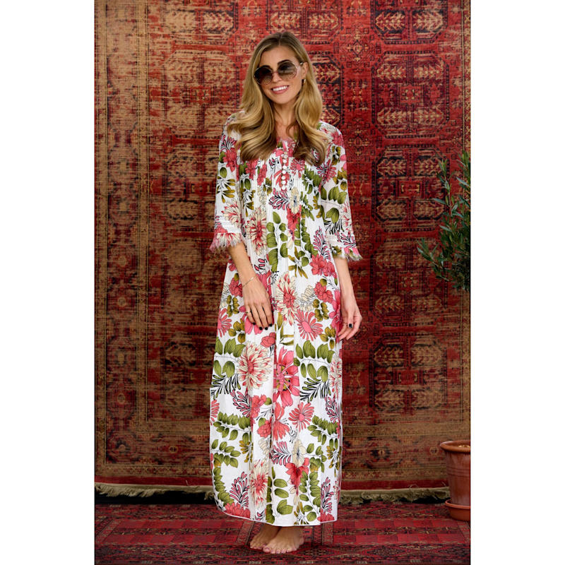 Thumbnail of Cotton Annabel Maxi Dress In Ecru Floral image