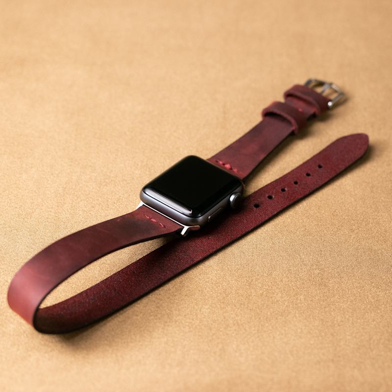 Thumbnail of Double Tour Apple Watch Leather Strap - Brown image
