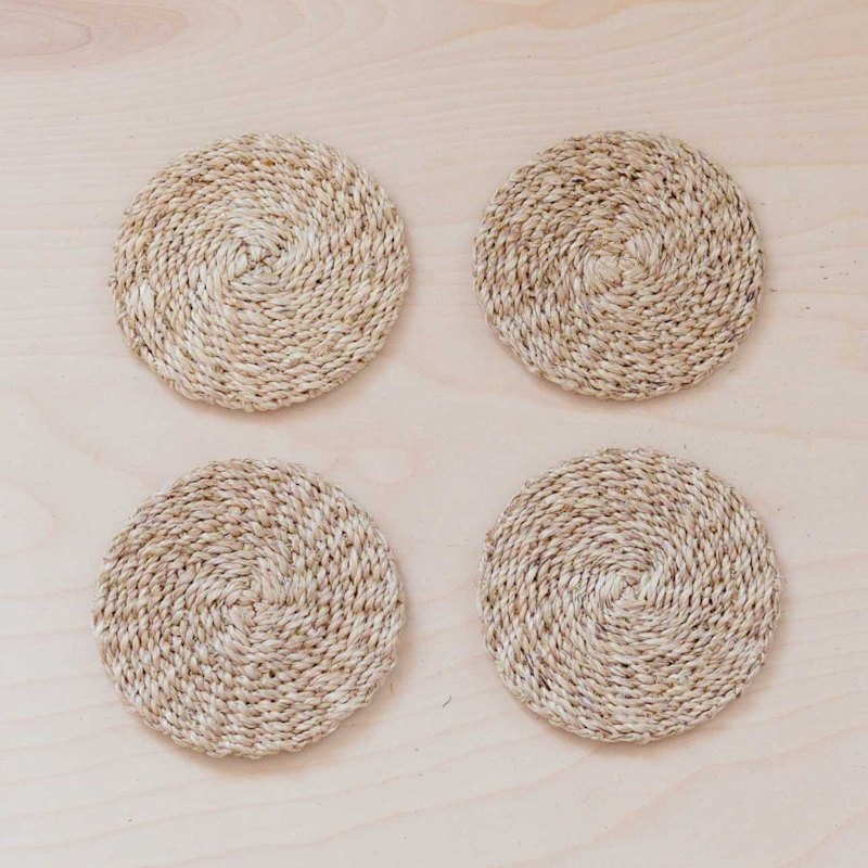 Thumbnail of Natural Round Abaca Coasters, Set Of Four - Neutrals image