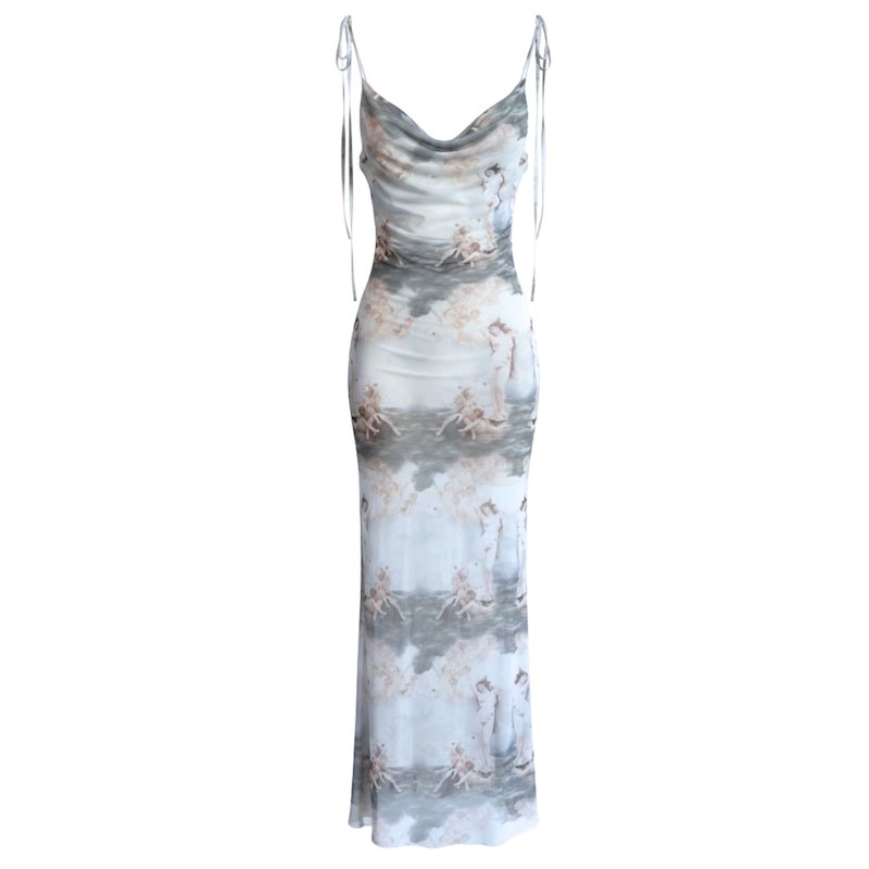 grey body print dress ÉNigme Maxi Mesh - One Size event:Special Occasion
