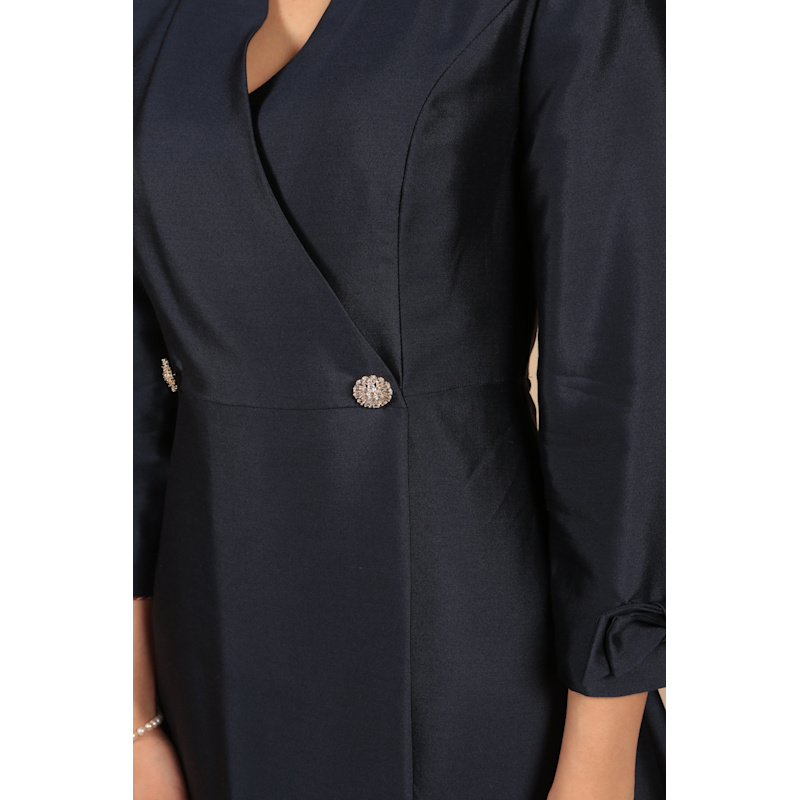 Thumbnail of Astor Silk Taffeta Dress Coat In Navy image
