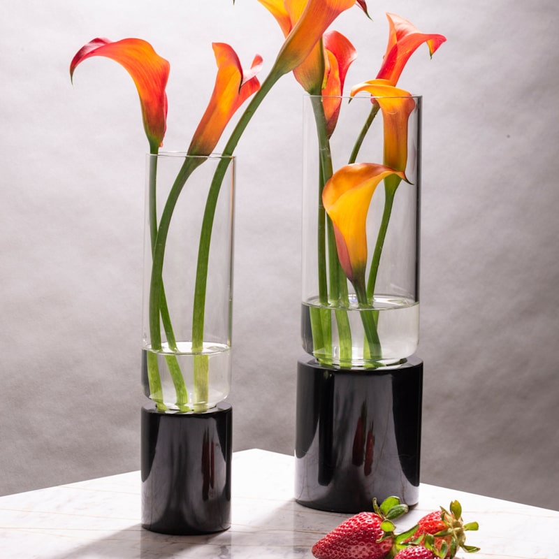 Soliflor Black Marble Vase - Small - Thumbnail 4