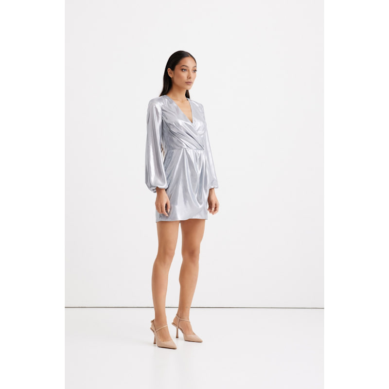knee length dresses for ladies Organza Sleeve Metallic Crinkle Jacquard Long Jacket Dress  John Paul  Ataker