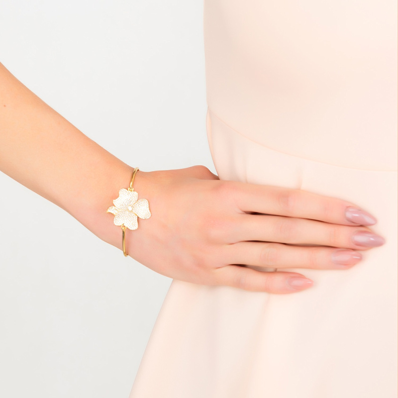 Thumbnail of Flower Large Statement Cuff Bracelet Gold image
