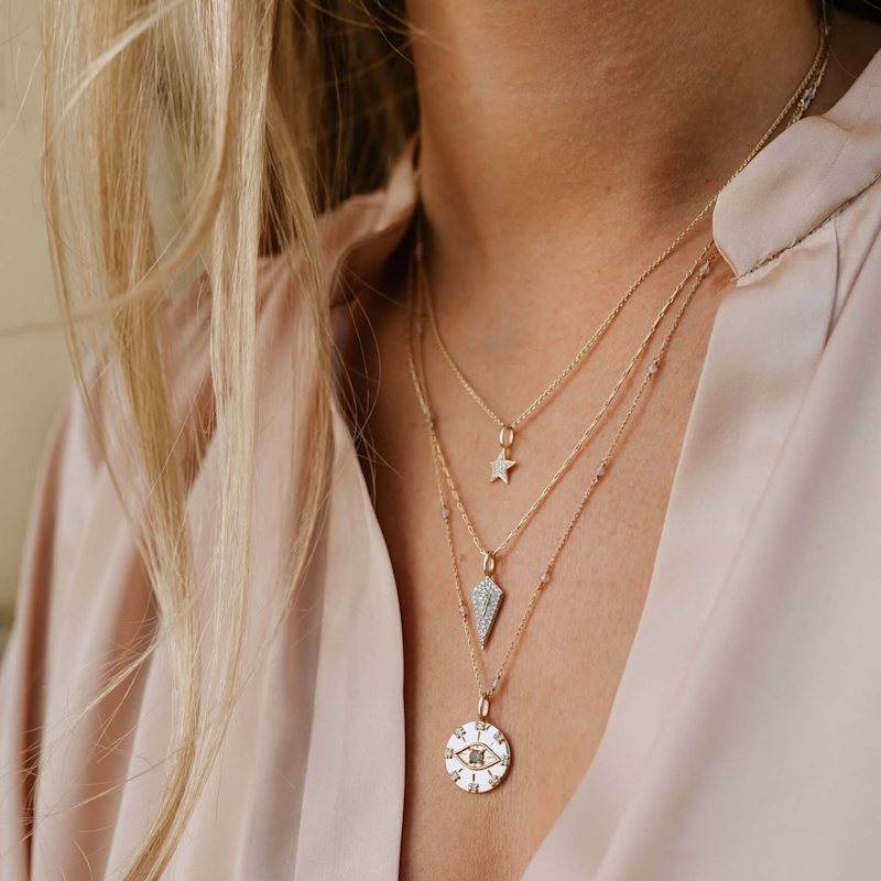 Thumbnail of Diamond Rhombus Pendant 9K Gold image