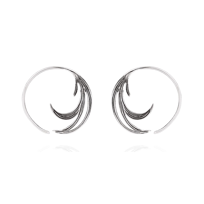 Thumbnail of Duck Feather Hoop Earrings - Silver image